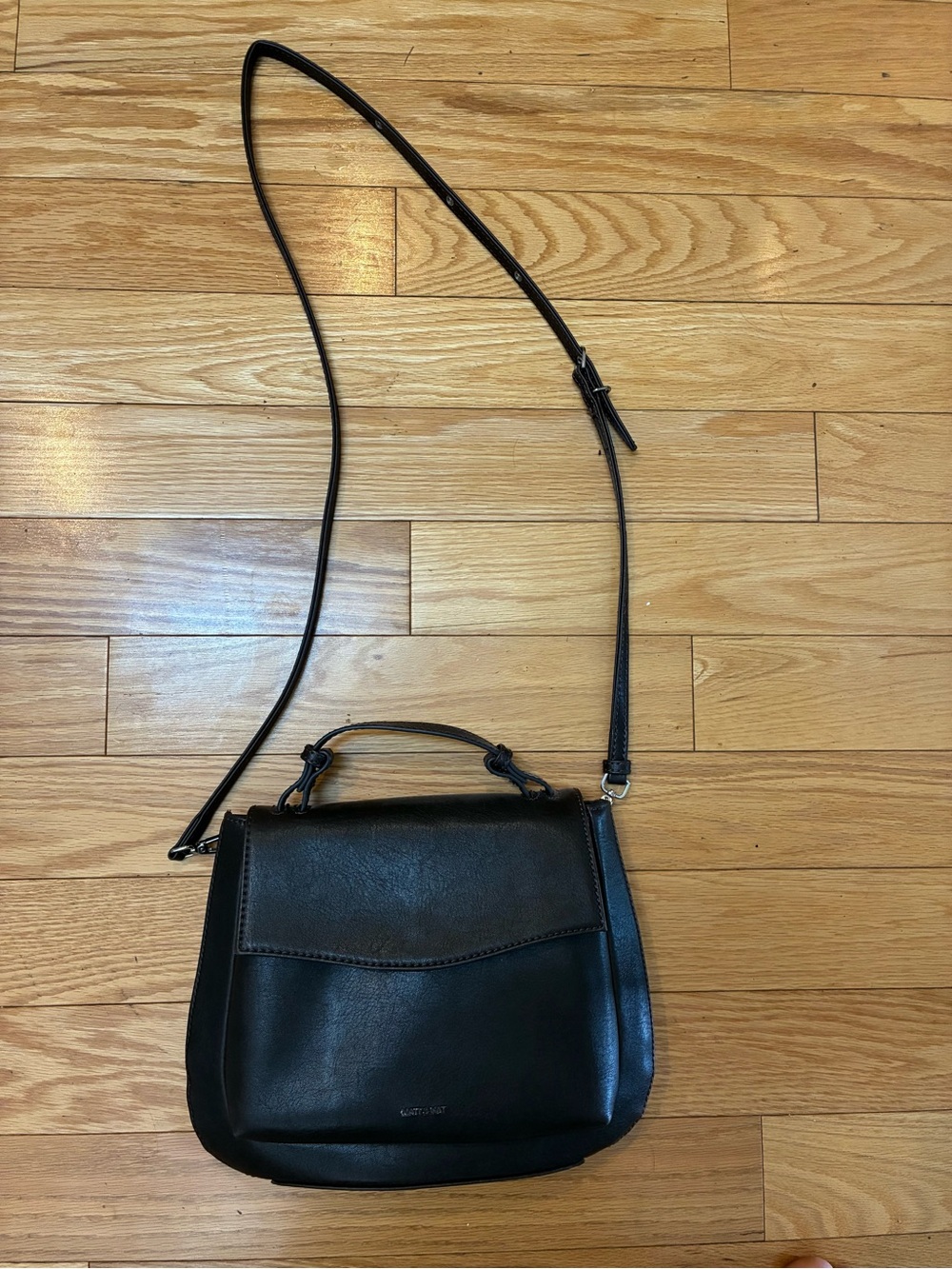 Matt & Nat Black Vegan Leather Crossbody with Top Handle - Picture 2 of 5